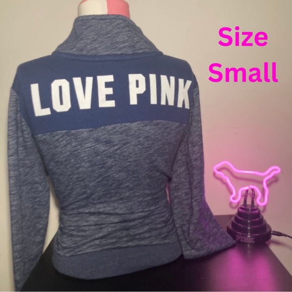 Victoria’s Secret Pink Quarter Zip Pullover Hoodie Size Small Love Pink VsPink - Picture 1 of 17
